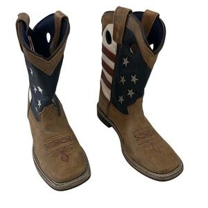 Cody James USA Flag Square Toe Western Boots Size 3